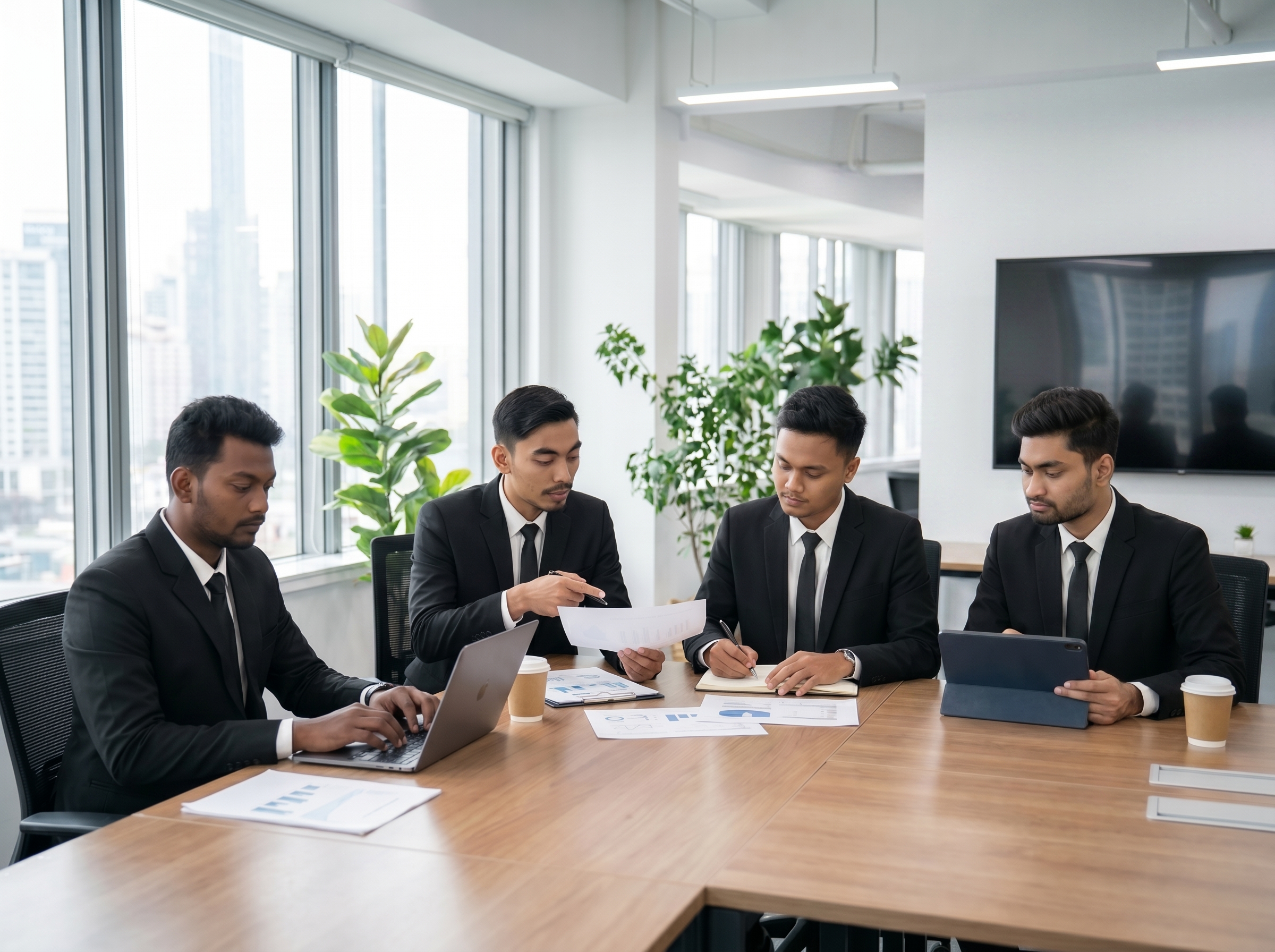 Team collaborating in modern office